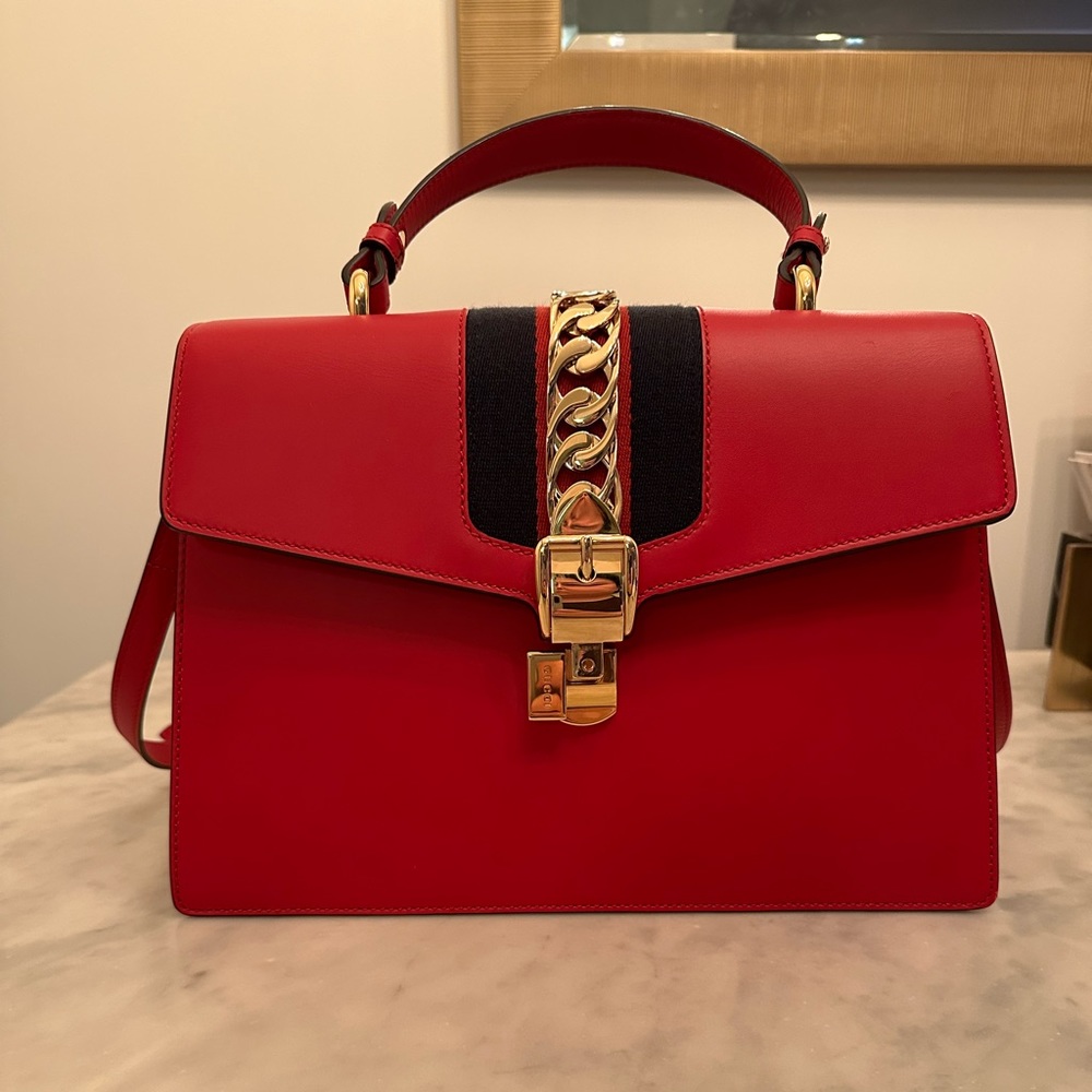 Gucci Sylvie Red Leather Bag